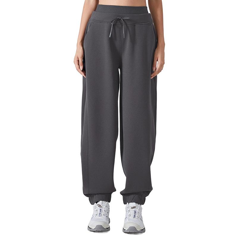 Autumn and Winter Velvet High-waisted Loose Casual Sweatpants Women's Running Sweatpants Tied Feet and Thin Fitness Sweatpants
