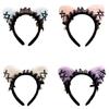 Cats Women Headband Cosplay Costume Hairhoop with Bowknot & Bells for Masquerades Party Anime Headwear Roleplay Accessory