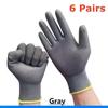 2/6Pairs PU Coated Safety Work Gloves Light Duty Seamless Knit Gloves with Grip Women Men Mechanic Cleaning Mechanic Automotive
