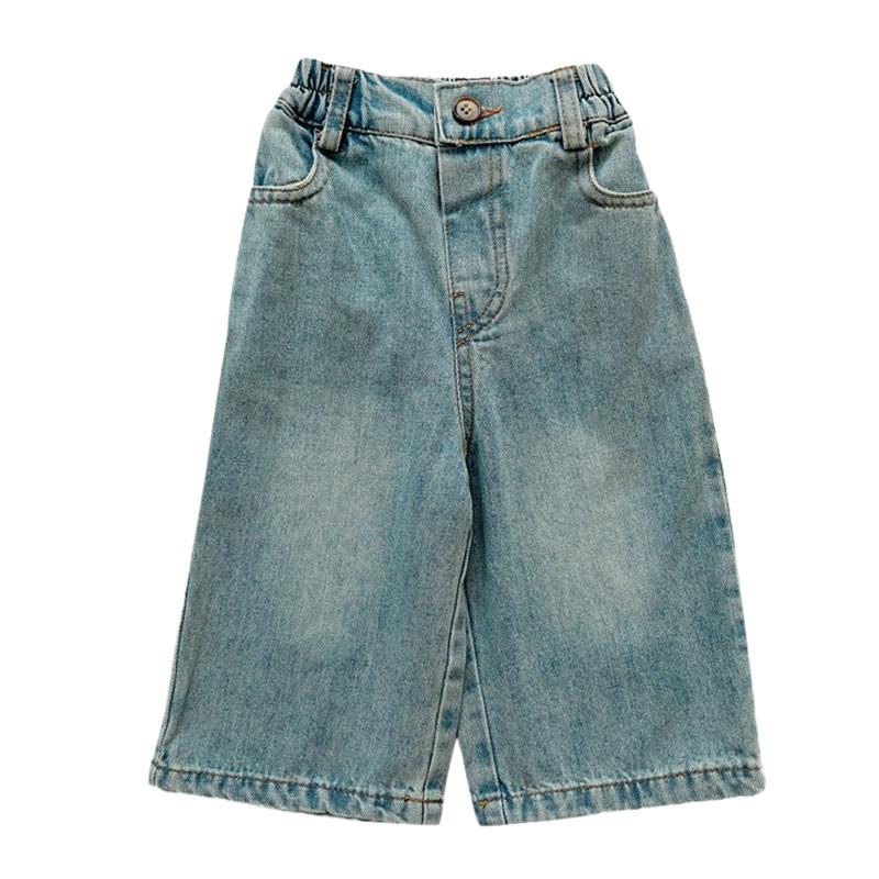 

Детские широкие брюки с эластичной резинкой на талии, повседневные брюки, свободные прямые джинсы для девочек 15