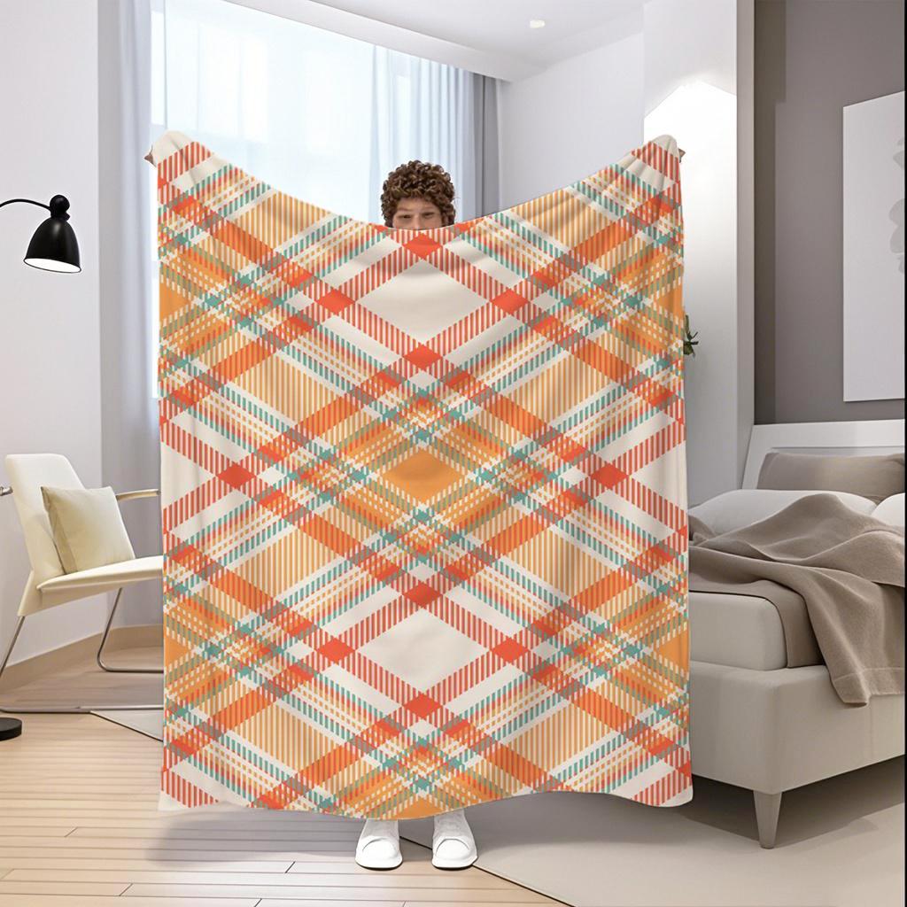 Colorful Plaid Blanket Microfiber Flannel Cover Blanket Bedroom Living Room Sofa Soft And Comfortable Home Decoration