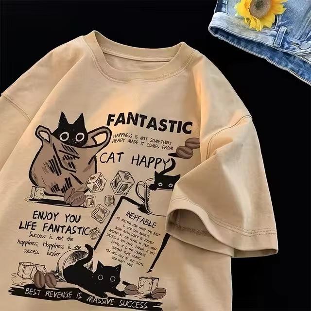 Cross-border European and American Trend Korean T-shirt Oversized 2025 Up the Ante New Universal T-shirt Women's M Summer, Men's Short-sleeved T-shirt