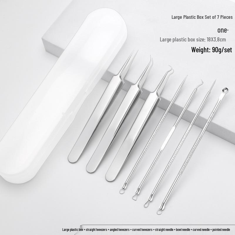 Stainless Steel Ultra-Sharp Blackhead & Acne Extractor Tweezers Set