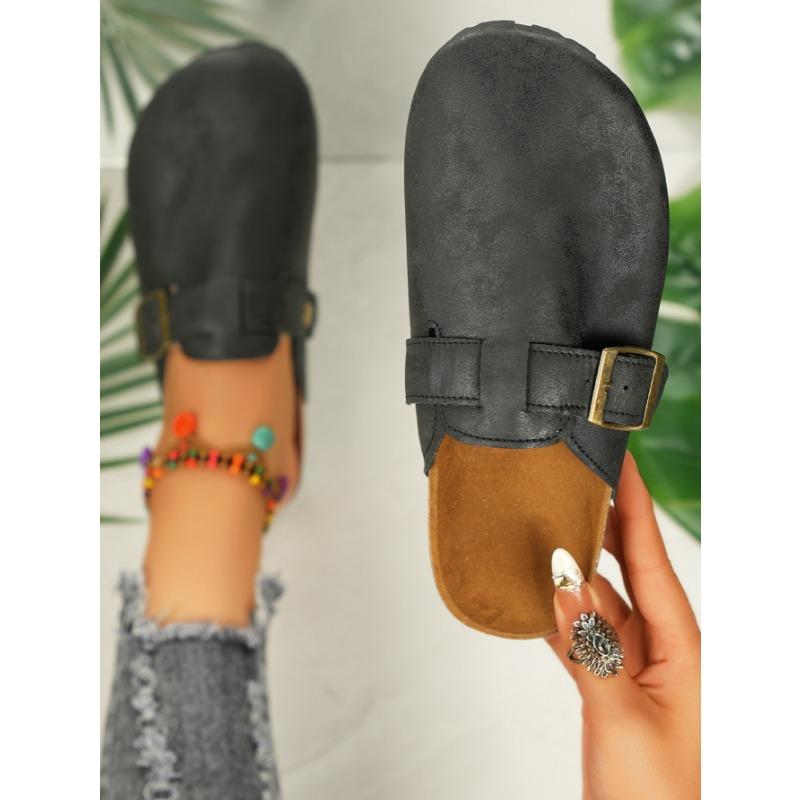 

Баотоу тапочки женские пара пробка шлепанцы желание обувь большого размера повседневные полушлепанцы ленивая обувь тренд 43 чёрный