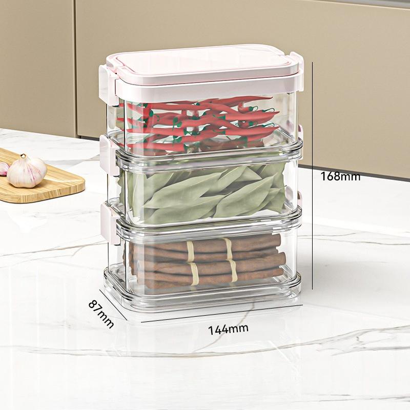 

Кухонная коробка для хранения специй, бытовая герметичная банка, штабелируемая банка для пищевых продуктов, сычуаньский перец, бадьян, приправы и приправы, коробка для хранения розовый