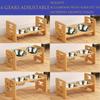 6 Gears Adjustable Pet Bowl Stand Bamboo Double Dog Cat Food Water Bowl Elevated Feeder for Small Medium Large Dogs Cats