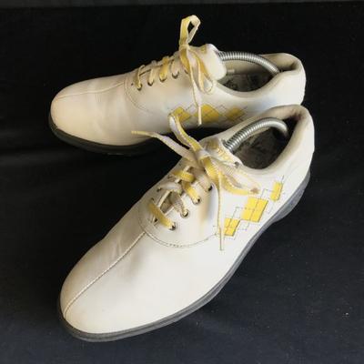 FOOTJOY eCOMFORT Golfschuhe 6 23.0 Weiß×Gelb Schuhe(GEBRAUCHT)