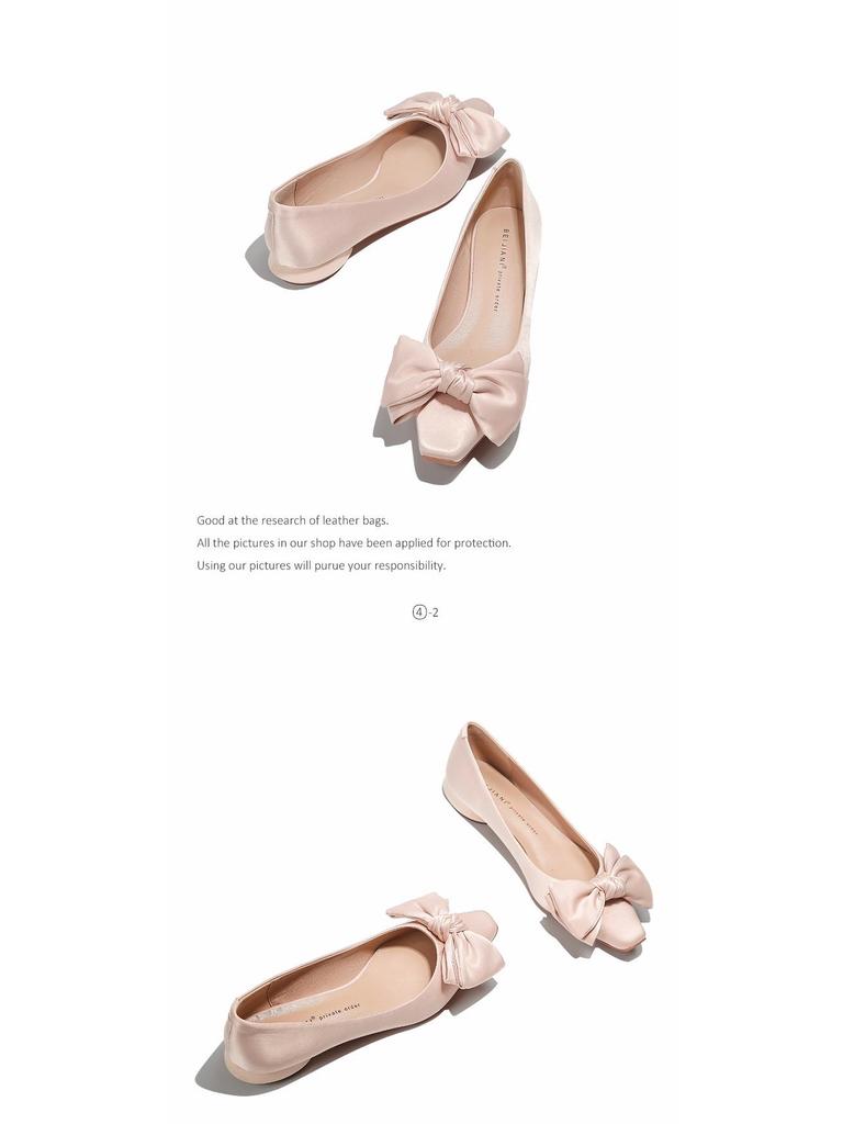 BEIJIANI Satin Mary Jane Flats mit eckiger Zehenpartie und Schleife mit klobigem Absatz für Damen - Frühjahrskollektion