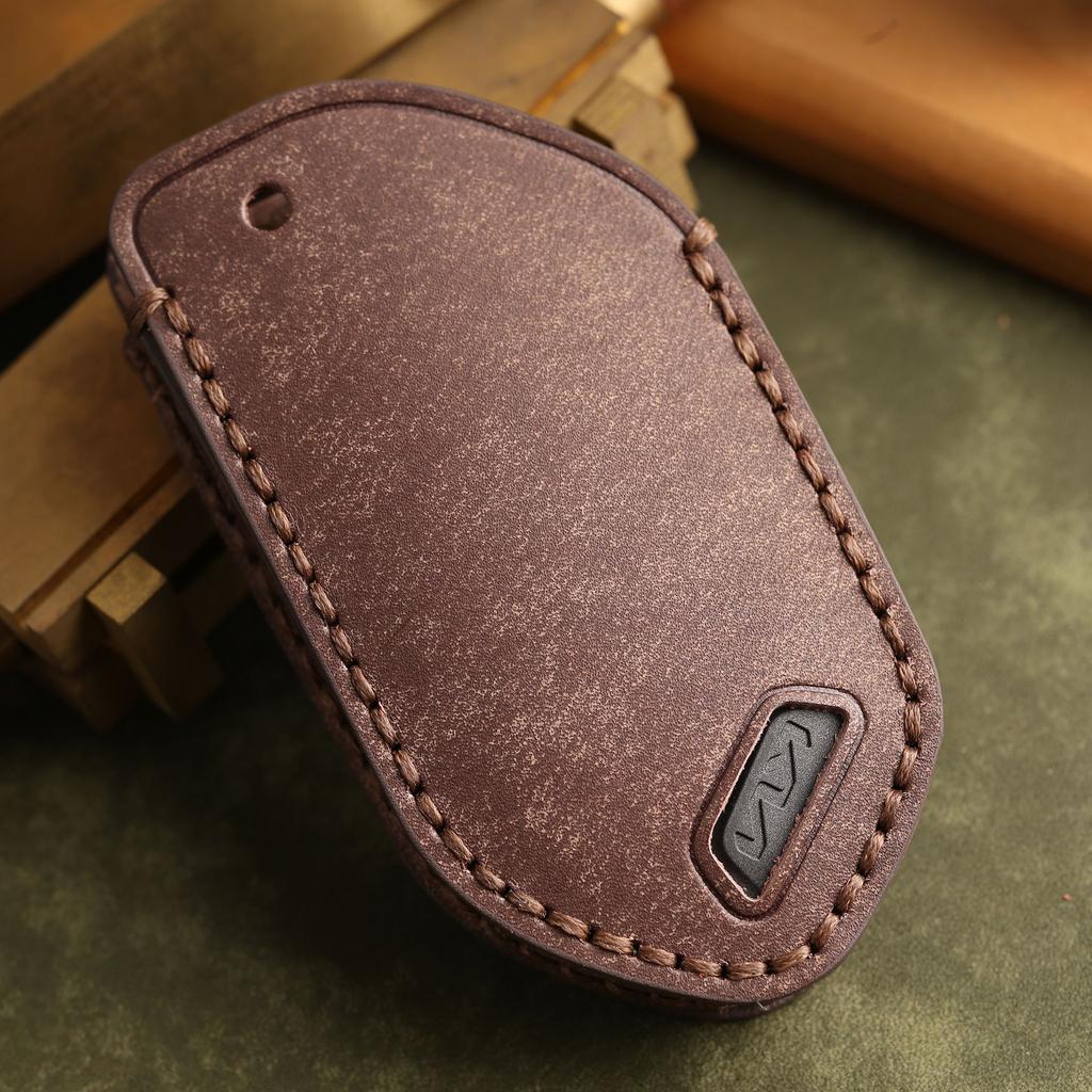 Customized Leather Key Cover Is Suitable for Kia 2024 New KIA High-end Real Cowhide Key Bag Shell Ring.