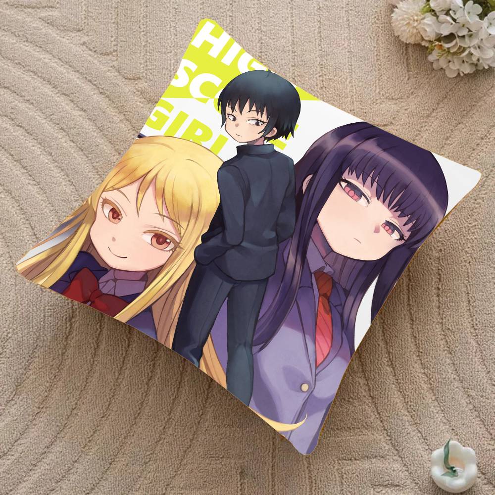 Komedi Anime Hi S-Score Girl Kuddfodral Heminredning Pläd för Soffa Säng Bil Rumsdekor Gåvoidé