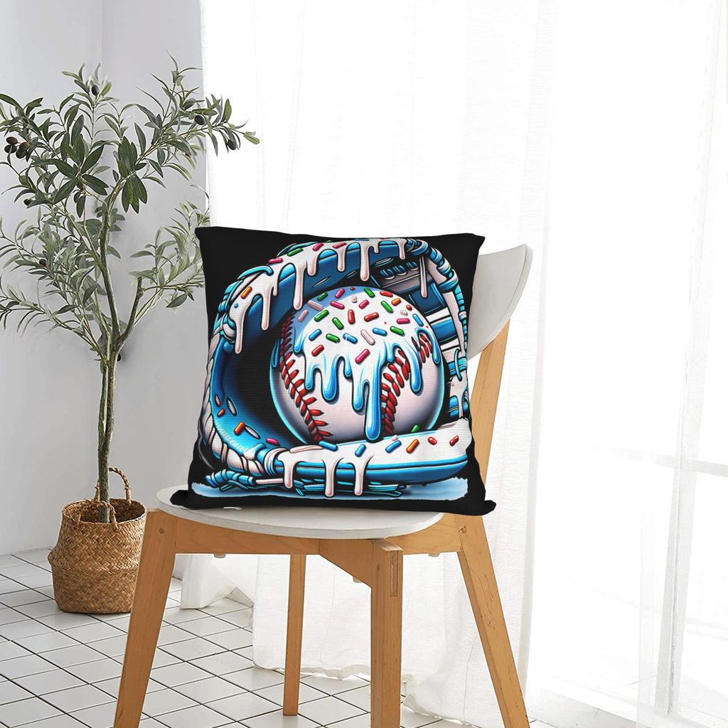Baseball Drip Ice Cream Sprinkles Baseball Glove Pillow Case Morden Pillow Cover Comfy Pillowcases For Living Room Chair