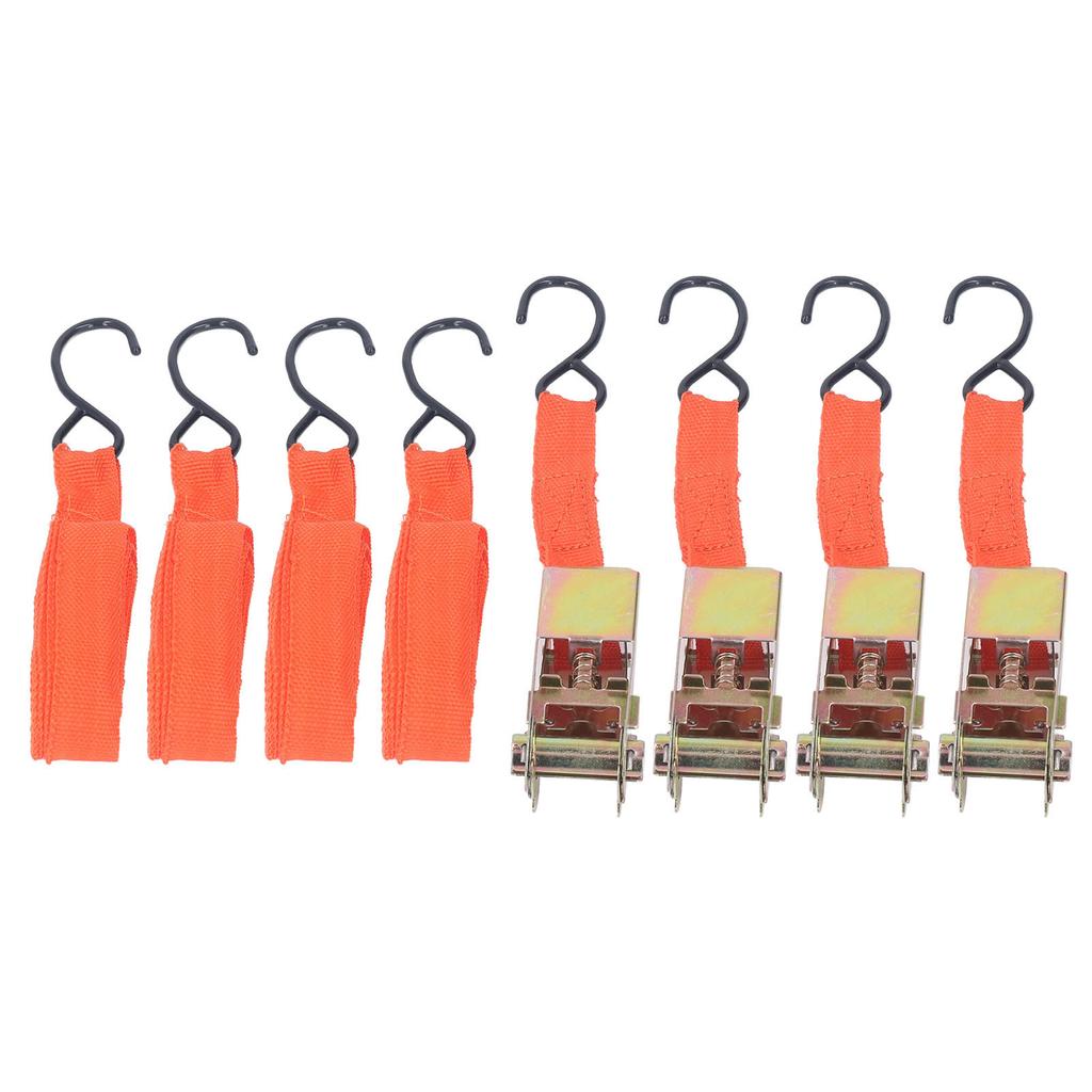 4 יחידות רצועות ראצ'ט לקשירה אופנוע רכב סט אבזמים אורך 15 אינץ' רוחב 25 מ"מ כתום