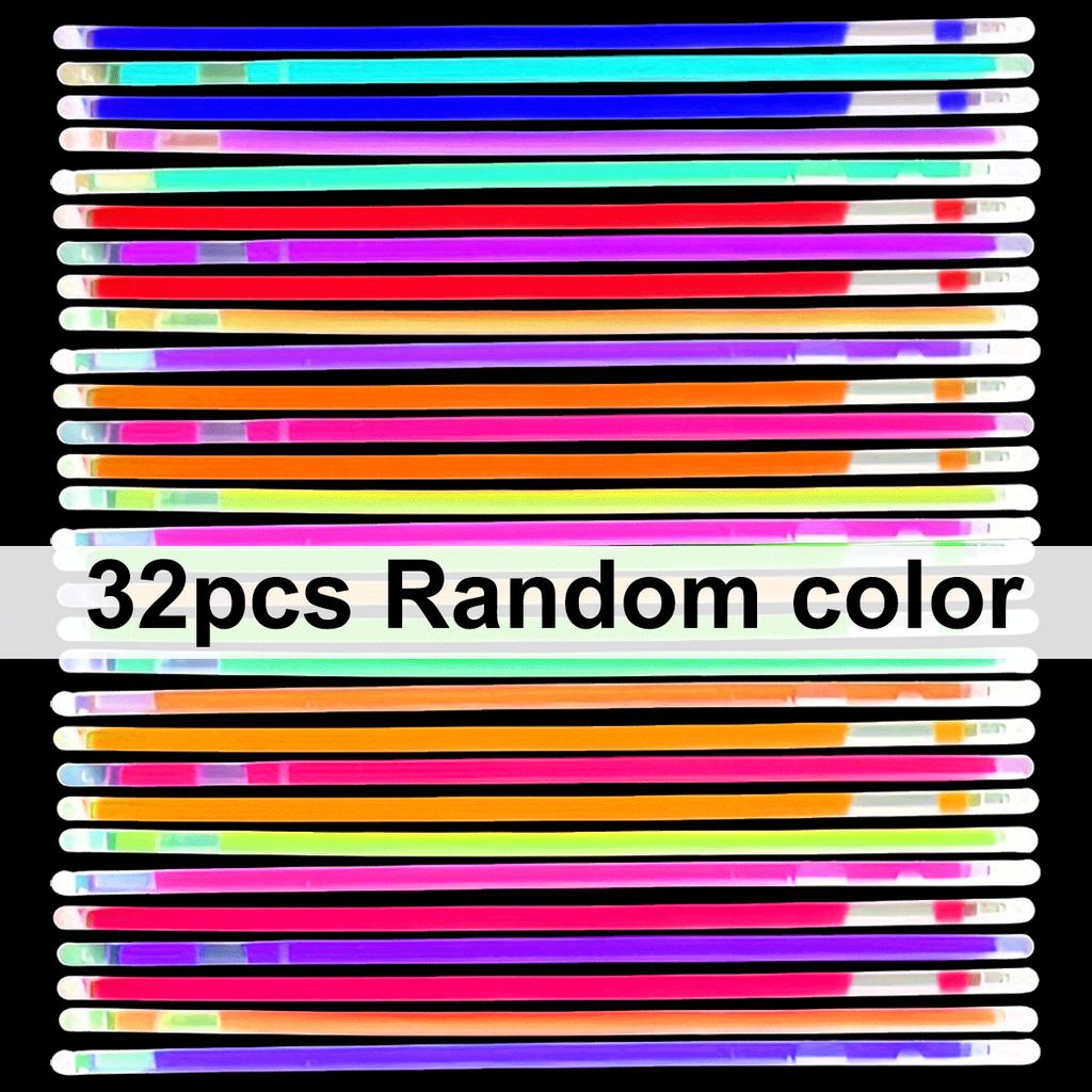 32/64pcs 8inch Colorful Glow Sticks with Connectors - Bulk Fluorescent Vibrant Party Supplies & Favors ZSY