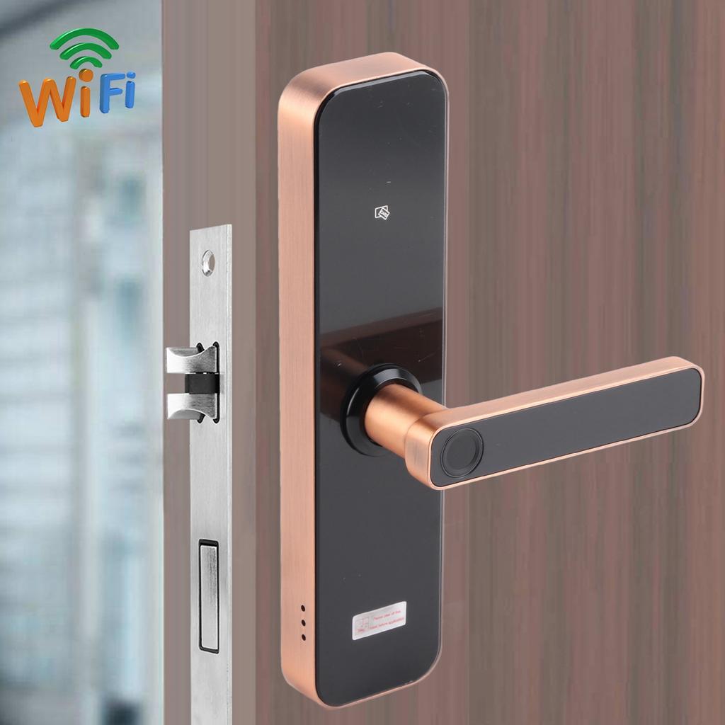 Wi?Fi Smart Door Lock with Touch Panel Fingerprint Keys APP Card Unlock for Home Office Security