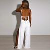 Women Jumpsuit Spaghetti Straps Side High Split Slim Fit Sexy Backless Lace Up