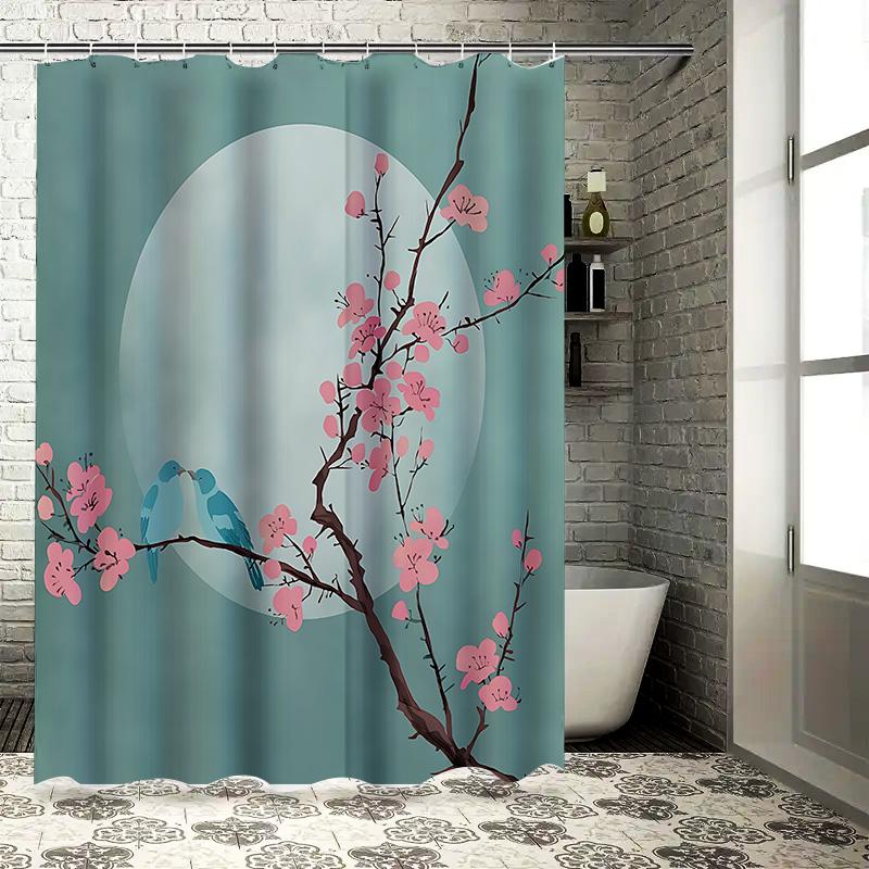 

Elegant Bird Cherry Blossom Shower Curtain – Decorative Home Bathroom Waterproof Durable Suitable For Wet And Dry Separation W60H190(CM)-1 Pcs