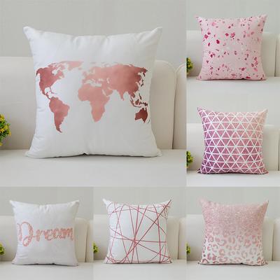 45x45cm Warm Pink Geometric Cushion Cover Pineapple Letter Simple Pillow Cover Ins Printing Poster Sofa Office Home Decoration