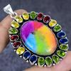 Natural Solar Quartz, Peridot 925 Sterling Silver Jewelry Pendant 2.64" ETC-13797