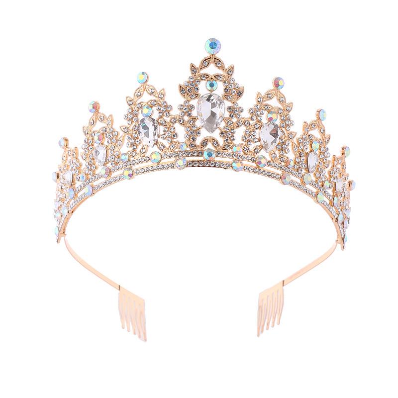 Bridal Crown Metal Rhinestone Crown Cross-Border Birthday Party Headdress New Headband