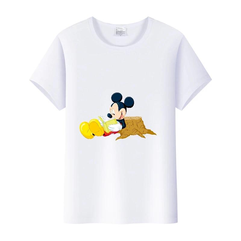 Casual Unisex Cartoon Minnie Tshirt Mickey Mouse Tops Graphic Clothes Summer Blouses T-shirt White 2000s Tees