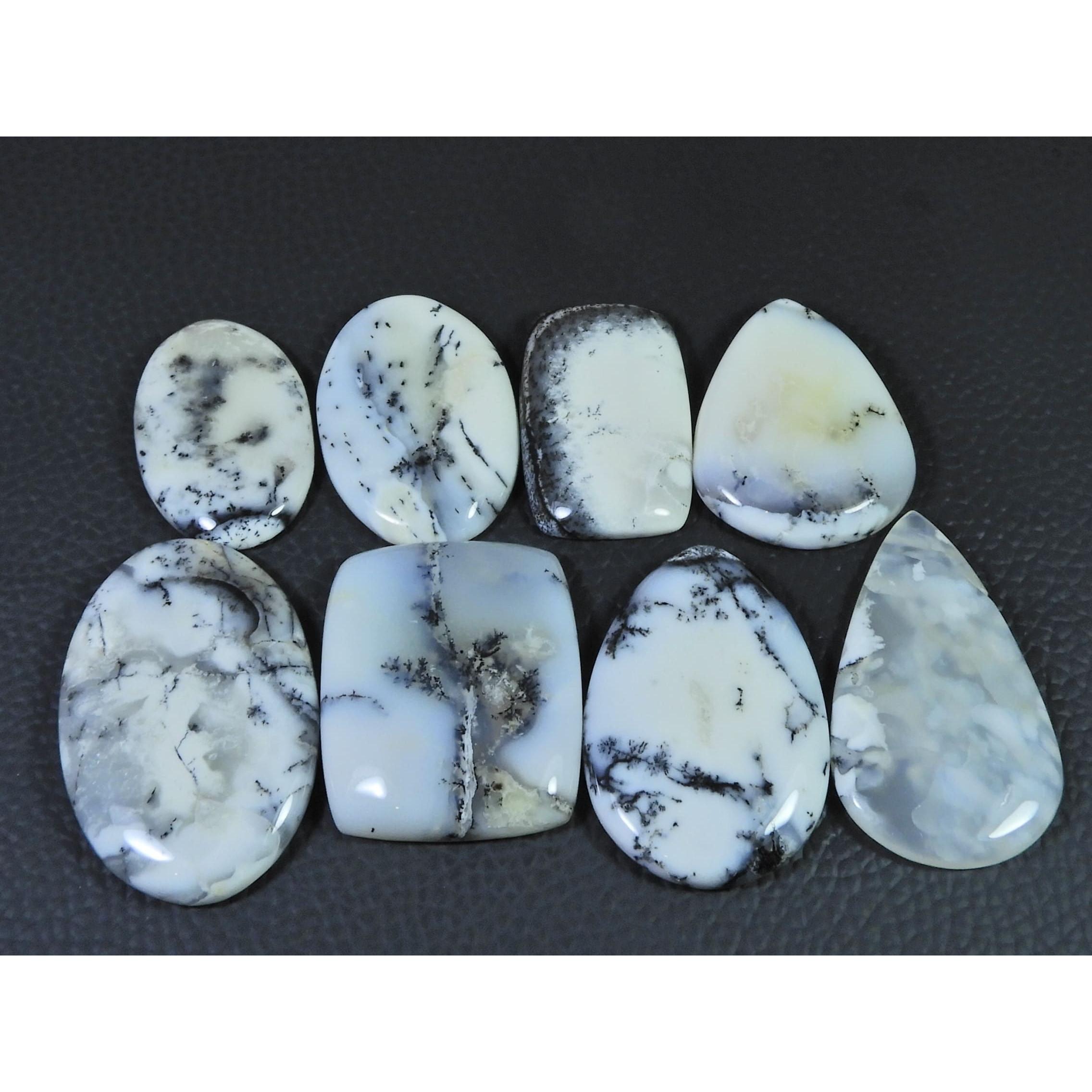 298Cts. Natural Dendrite Opal Agate Mix Cabochon Loose Gemstone 8Pcs Lot C-1993