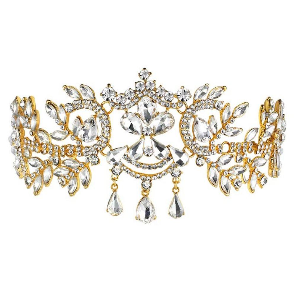 Sparkling Rhinestone Headdress Luxury Bridal Tiaras Head Chain  Bridal Party