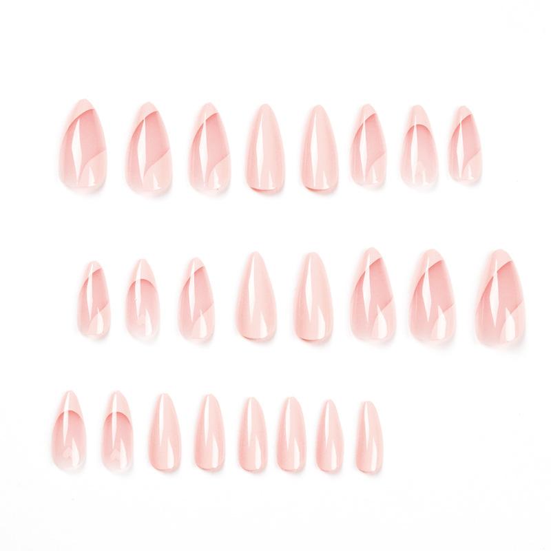 24 Pieces Wearable Manicure Wearable Manicure, French Pink Love Nail Sticker Removable Nail Piece Nail Piece