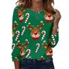 Women's Casual Long Sleeve Christmas Print Neck Top
