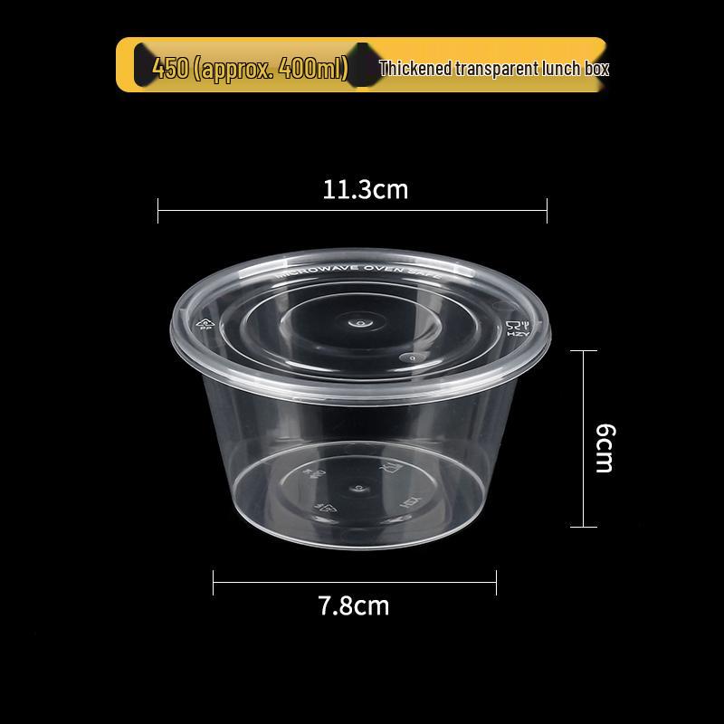 Disposable Transparent Food-Grade Round Takeaway Box for Salad, Bento, or Rice - High Temperature Resistant