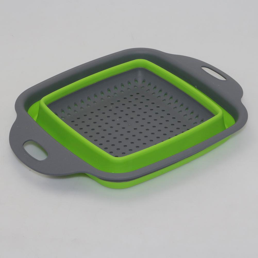 

Складний силіконовий дренажний кошик Кошик для миття фруктів і овочів Складний ситечко Друшляк Розбірний дренаж Кухонний інструмент для зберігання SMALL зелений