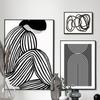 Black White Striped Girl Geometric Lines Curve Posters And Prints Wall Art Canvas Painting For Living Room Decorative Pictures