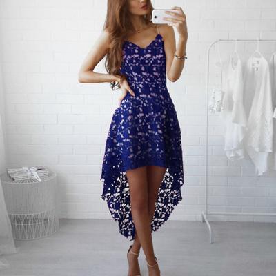 lace embroidered sling irregular dress Brown Satin Sexy Lace Spliced Short Sling Dress Women V-neck Sleeveless  Backless Asymmetric Party Dresses 2026 Summer Lady Robes