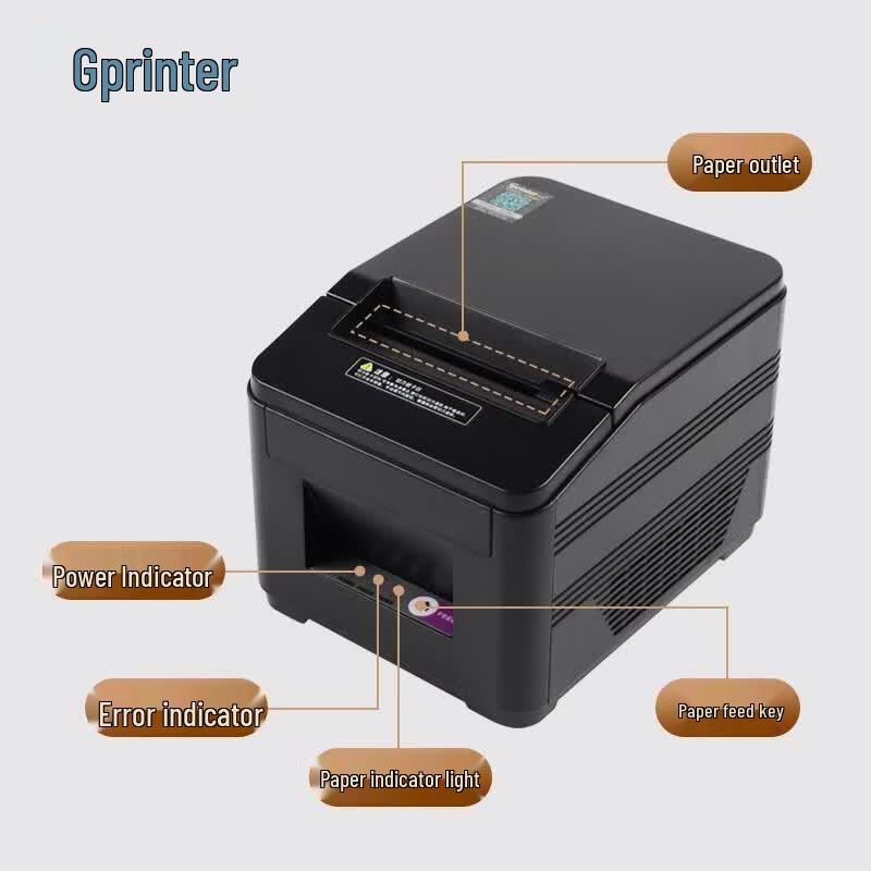 Gprinter GP-L80180I Thermodrucker für Kassenbons mit Auto-Cut CN-Stecker (Adapter enthalten)