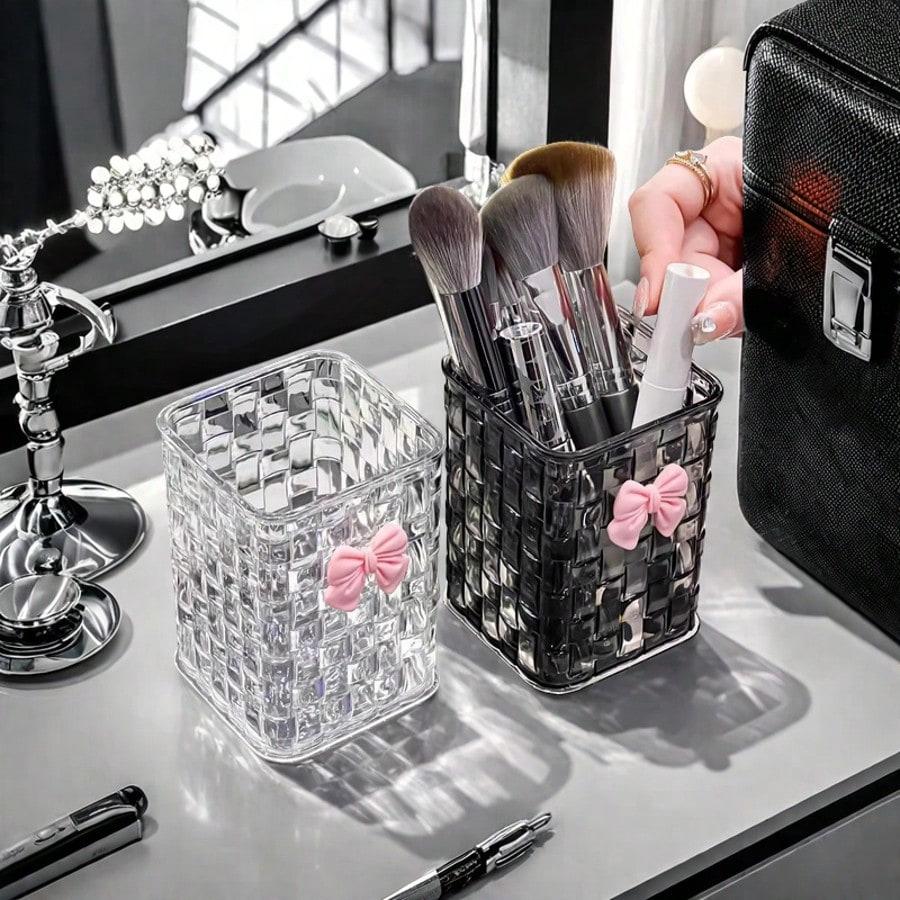 1pc Desktop Pen Holder, Clear Acrylic Desktop Organizer - Pen Holder And Storage Box Daily Necessities For Offices And Dormitories