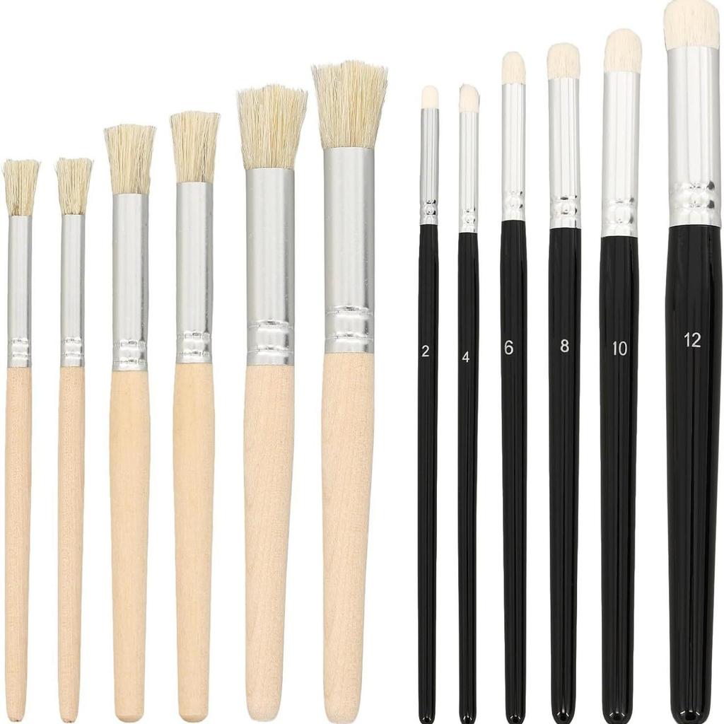 6-Piece Art Brush Set for Acrylic, Oil, Watercolor & Pottery Painting
