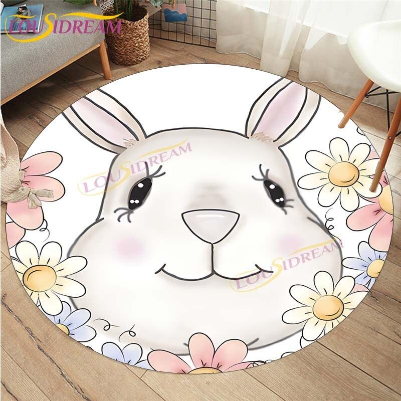 Cute Fox Elephant Printed Round Carpets Fashion Home Cartoon Round Floor Mat Children Rug for Room Baby Play Mat Room Round Rugs