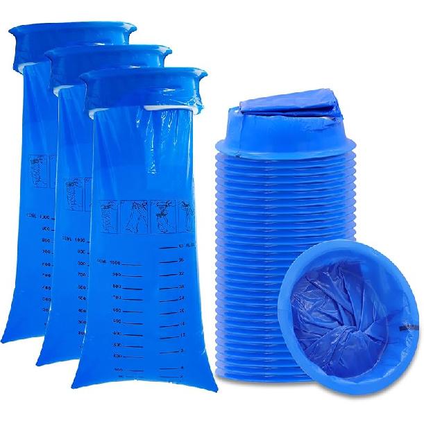 Vomit Bags for Car, 50 Pack Emesis Bags - Travel Motion Sick Throw up Bag/Disposable Blue Barf Bag for Morning Sickness & Hangovers 50_pack
