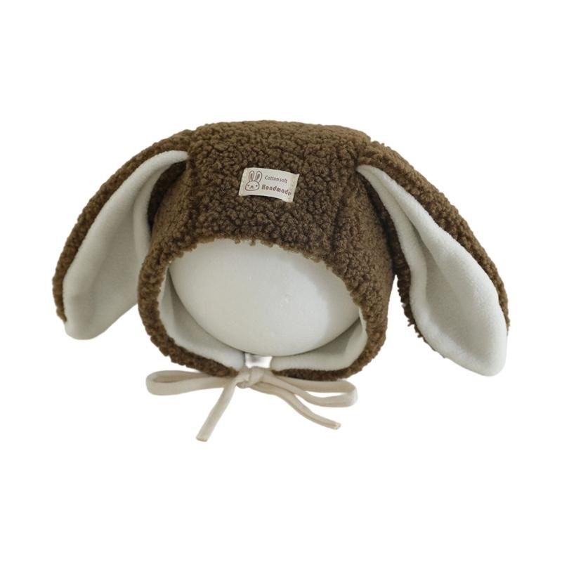 Cute Rabbits Ear Infant Hat With Thick Plush Hat Perfect For Cold Weather Headwear For Boys And Girls