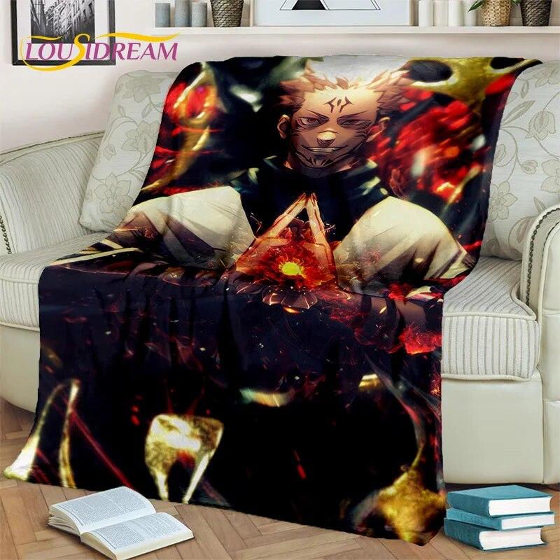 Anime Jujutsu Kaisen Itadori Yuji 3D Blanket,Soft Throw Blanket for Home Bedroom Bed Sofa Picnic Travel Office Cover Blanket Kid