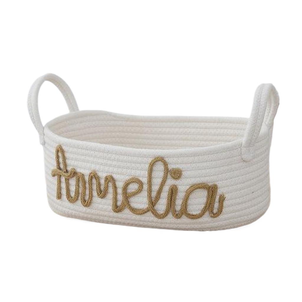 Tabletop Nordic Style Cotton Storage Basket Foldable Storage Baskets With Handles Rope Wrapped Letter Storage Basket
