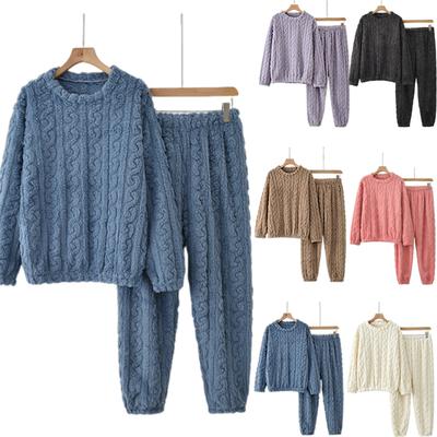 Plush And Thickened Long-sleeved Trousers Home Clothes Casual Loose Large Size Warm Two-piece Suit