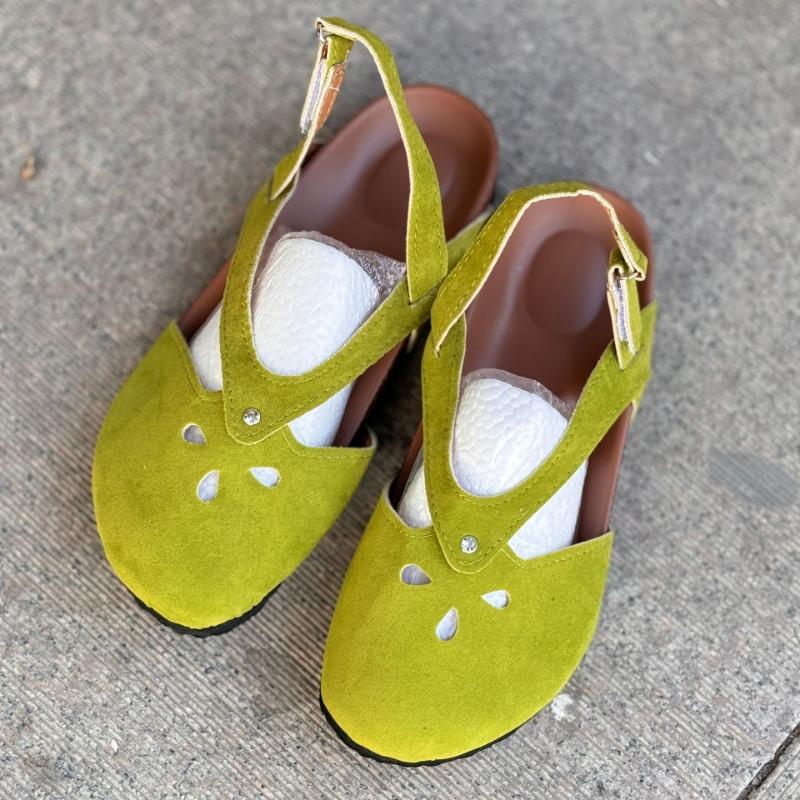 

New women s shoes spring new round head matte suede flat heel solid color buckle back empty leisure 35