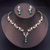 Exquisite Dangle Earrings and Necklace for Women Elegant Jewelry Set Flower Design Shining Rhinestone Necklace Set Wedding