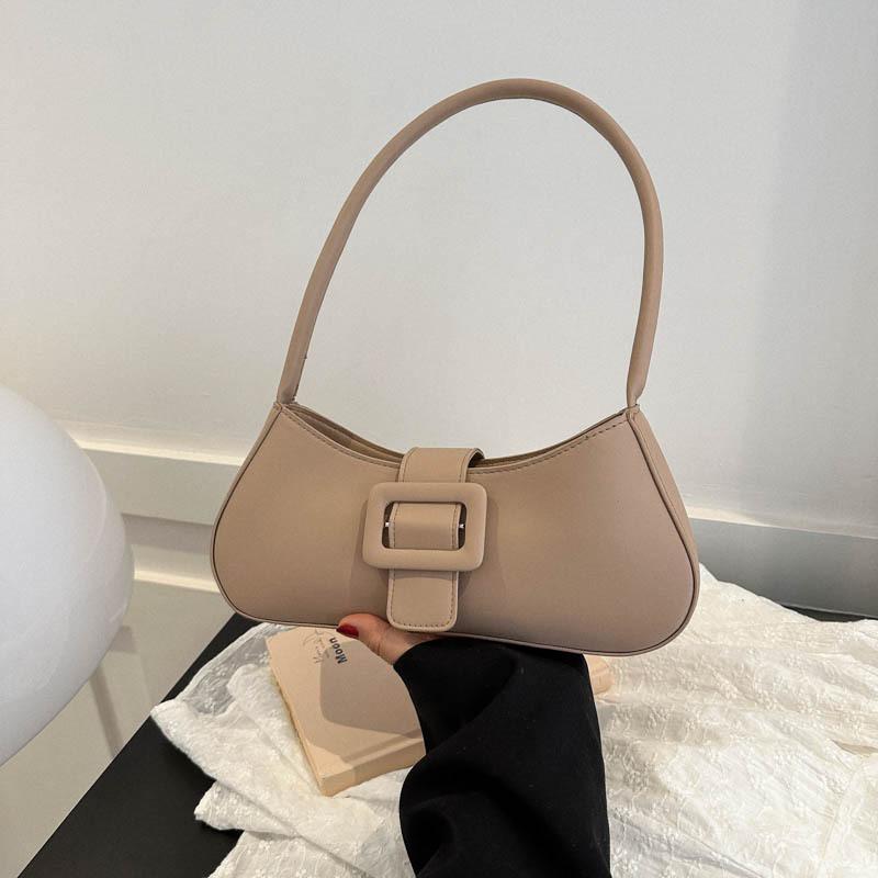 Temperament Simple and Fashionable Solid Color Small Bag Women's 2025 Summer New Foreign Style Shoulder Armpit Bag Solid Color Small Square Bag
