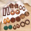 Elegant Wooden Earrings Geometric Design Lightweight And Comfortable Great For Enhancing Fall And Winter Fashion Styles