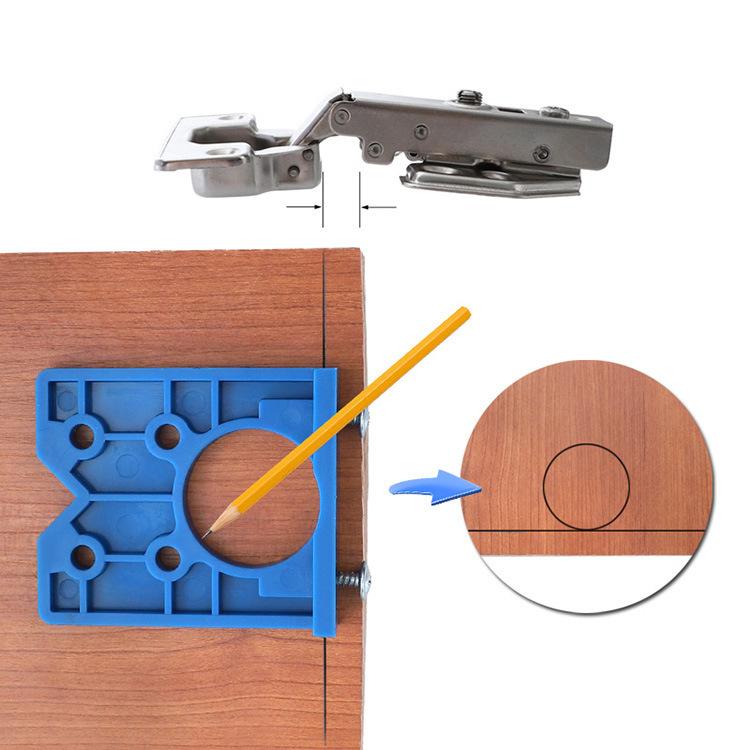 35mm Concealed Hinge Jig, Cabinet Door Hinge Hole Drilling Locator Installation Template Tool