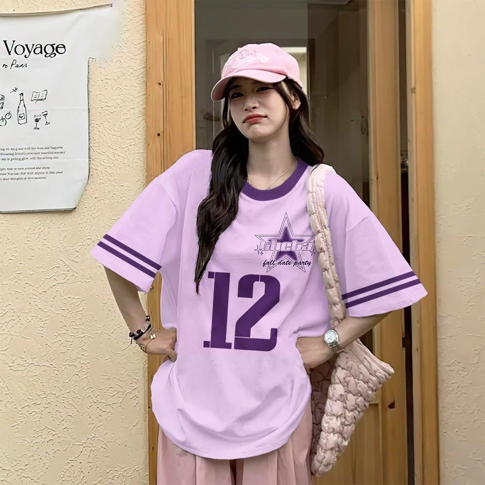 Korean Style Street Style Loose-fitting Sweatshirt, Plus Size, Breathable and Quick-drying Street T-shirt, Fashionable Women's Digital T-shirt.
