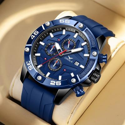 Neue Top-Markenmode Herrenuhr Großes Zifferblatt Quarz Wasserdicht Band Leuchtend Multifunktional Kalenderuhr