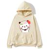 Cute Pretty BuBu Panda in Flowery Head Piece Hoodie DuDu Bear Dancing and Playing with A Guitar Sweatshirt Women Tops