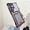 Glitter Silicone Card Slot Case Shell For Smausng S25 Edge S24 FE S23 Ultra A56 A36 A16 A15 A55 A35 Solid Color Frame Clear Shockproof Phone Cover
